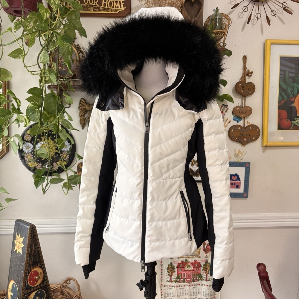 ZARA Ski‎ Down Fur Hood Jacket Water Resistant Wind Protection RECCO Technology